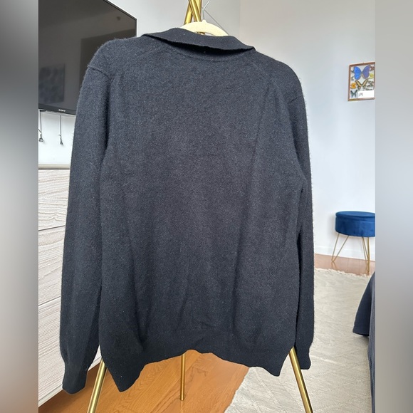 Neiman Marcus Dark Grey 100% Cashmere Quarter-Button Long Sleeve Sweater - Picture 3 of 7